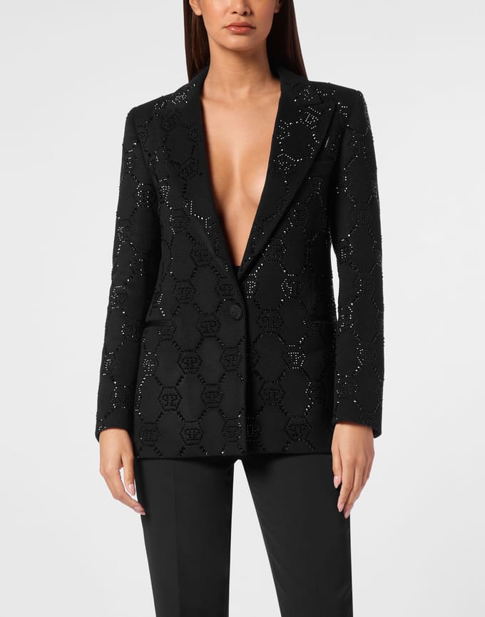 Wool Boxy Blazer Strass Monogram