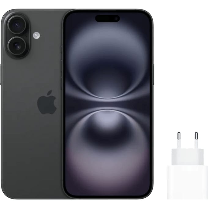Apple iPhone 16 Plus 128GB Zwart + Apple Snellader