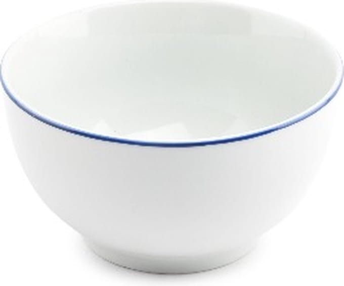 BonBistro Kom 14xH8cm blue rim Basic White (Set van 6)
