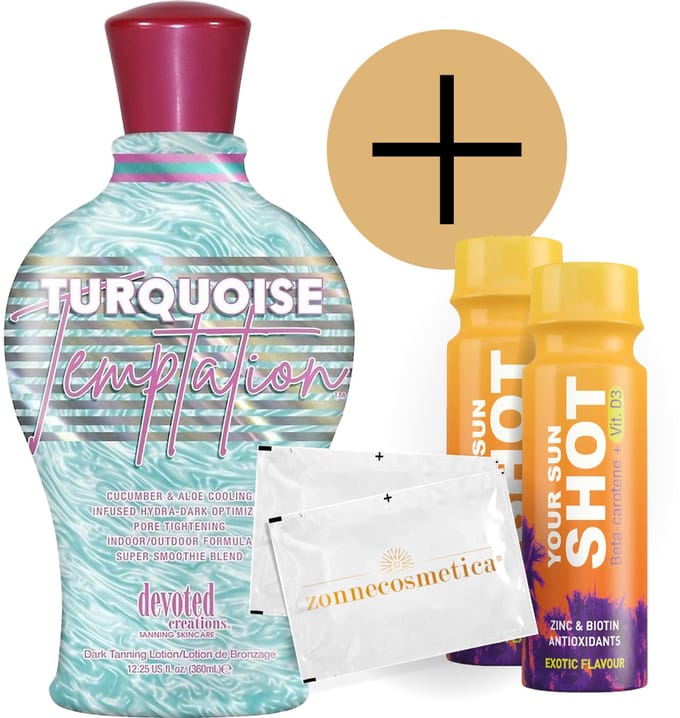 Devoted Creations - Turquoise Temptation + 2 Your Sun Shots + 2 Verfrissingsdoekjes