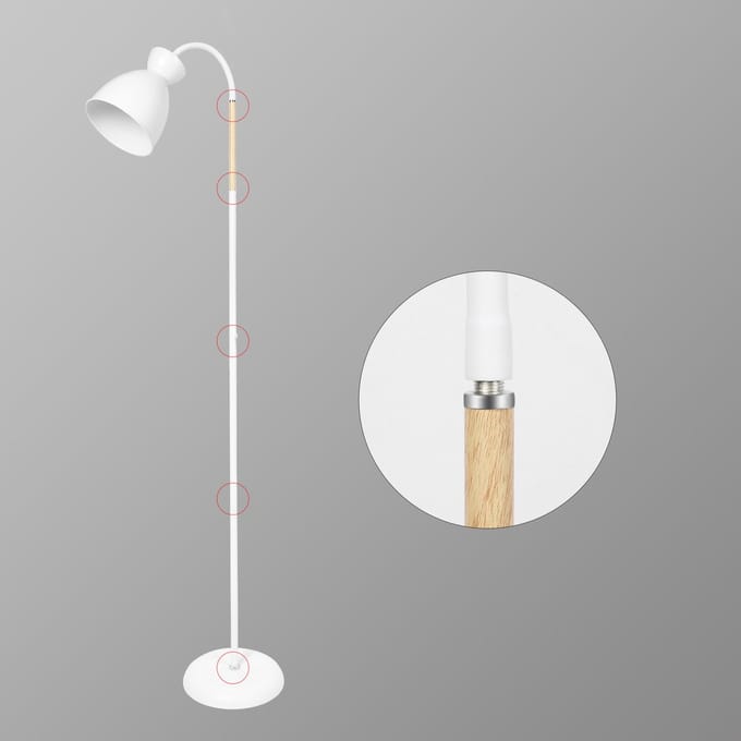 Amdelne Industriële Lampenkap wit - Vloerlamp - fitting E27 MAX60W - excl. lichtbronnen