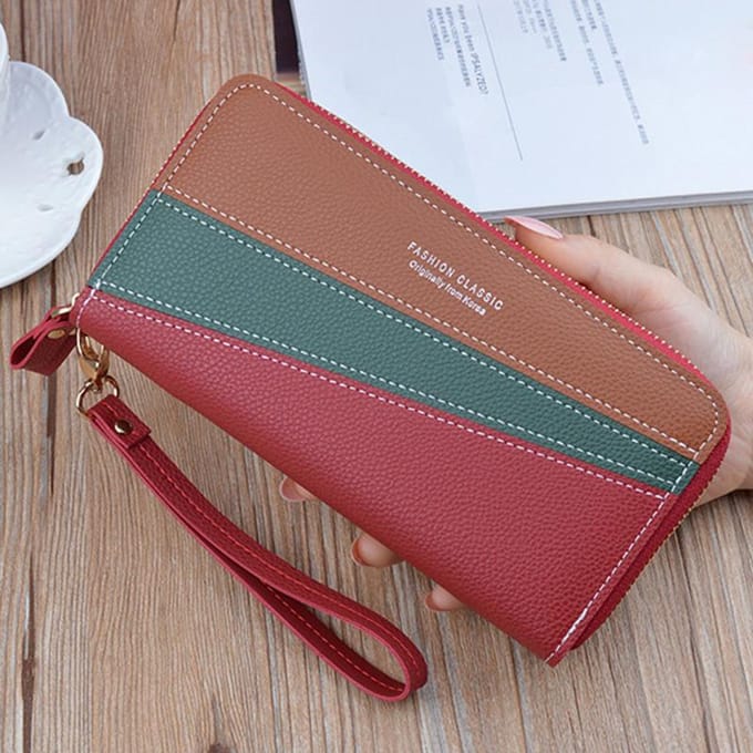 Dames portemonnee splitsen telefoons tas kaarthouder met ritsen mode portemonnee handtas rood