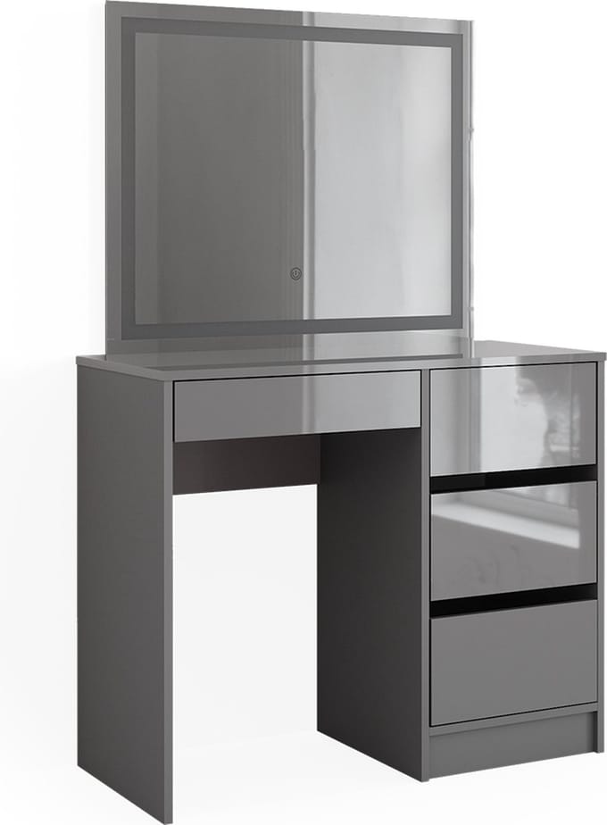 Vicco Sherry Kaptafel set – 90 cm met LED-spiegel Hoogglans grijs