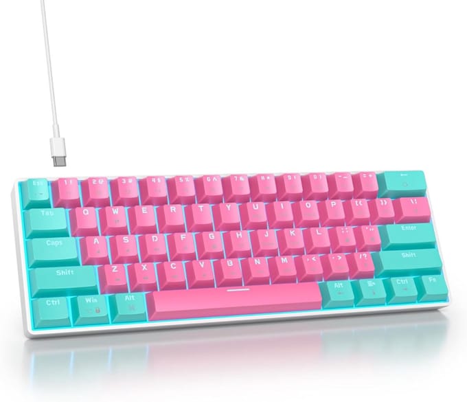 Mechanical Keyboard - Mechanisch Toetsenbord Gaming -Lichtblauw met roze
