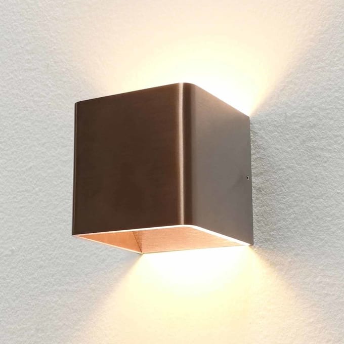 Artdelight - Wandlamp Fulda 10x10 cm koper brons