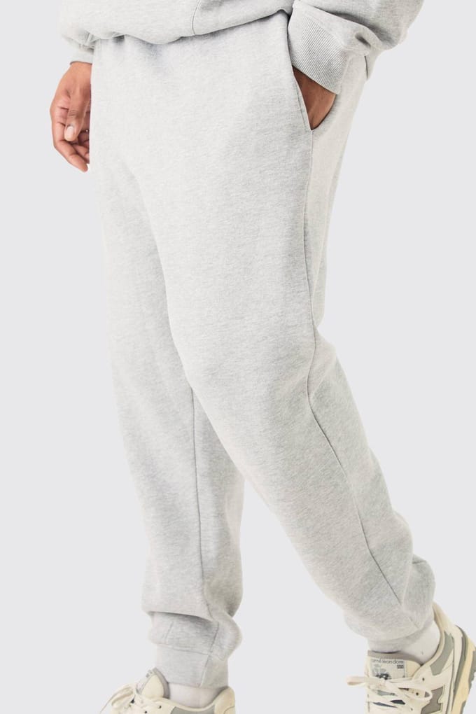 Plus Essential Slim Fit Joggers In Grey Marl | Size 2XL