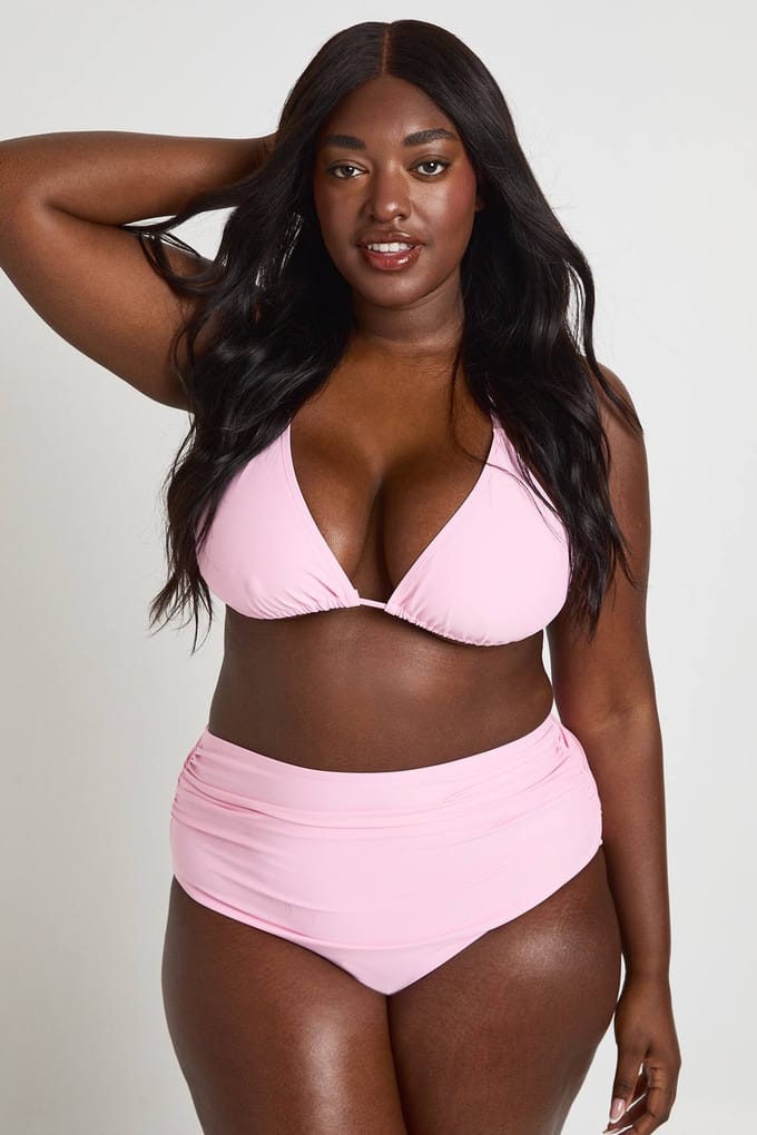 boohoo Dames Plus Essentials Driehoek Bikini Top | Roze | Maat: 44