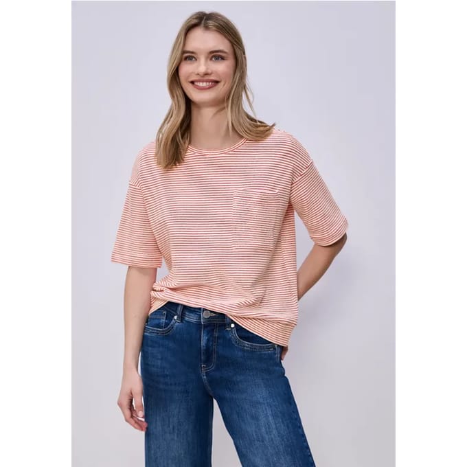 Shirt met korte mouwen en gestructureerde strepen