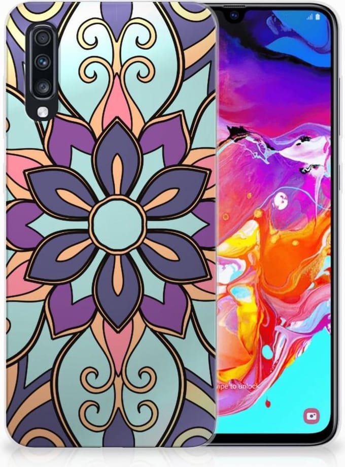 Samsung Galaxy A70 TPU Case Purple Flower