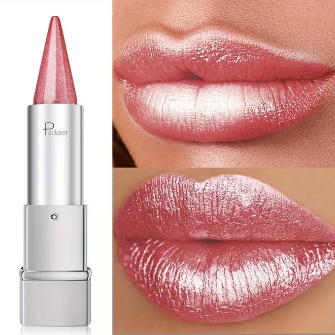 Rosé Champagne Glitter Lipstick - Waterproof Shimmer Lippenstift met Langdurige Glans