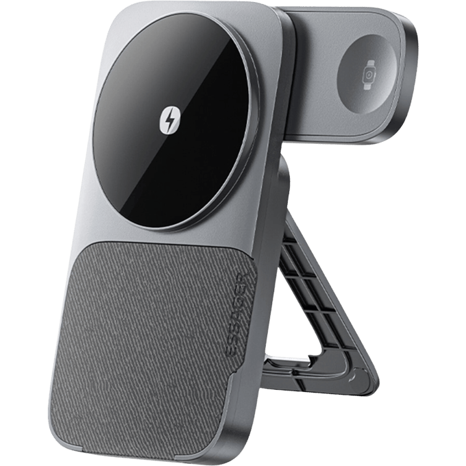 Essager 3-in-1 Opvouwbare Draadloze Oplader 15W met Standaard Grijs