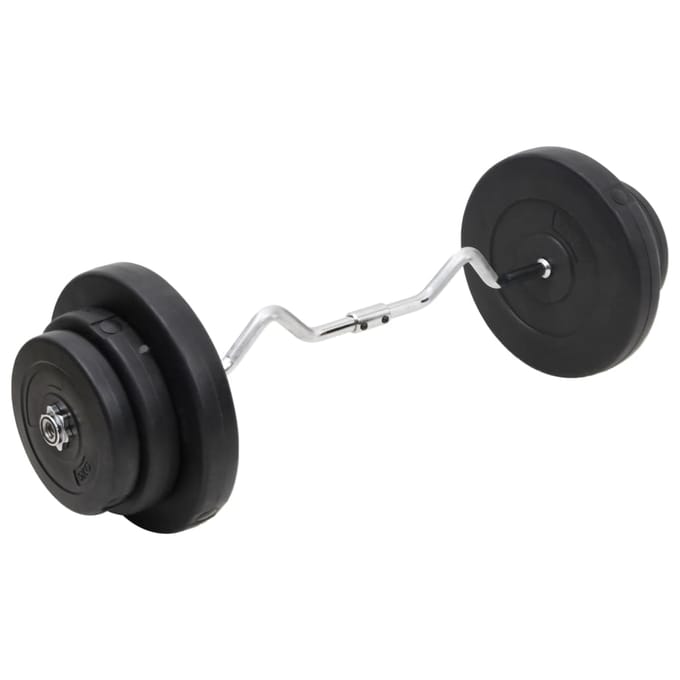 vidaXL - Halter - gebogen - met - gewichten - 60 - kg