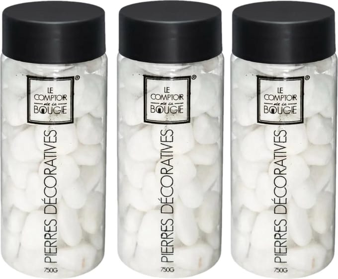 Atmosphera middelgrote decoratie/hobby stenen - 3x - wit - 750 gram - Aquarium en vazen vulling - steentjes