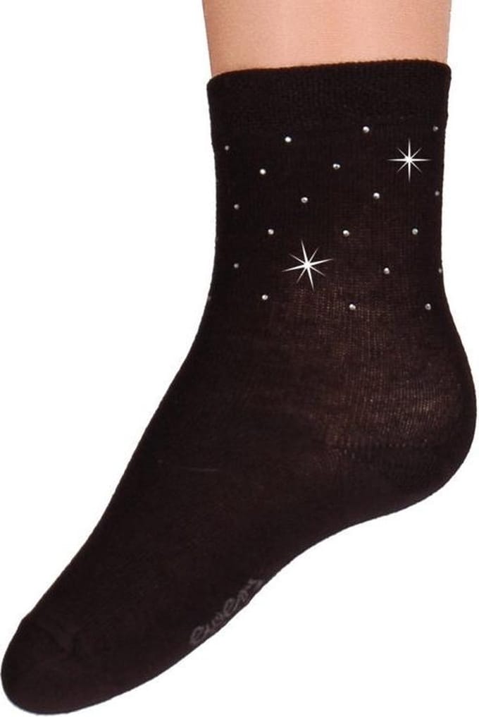 Sokken zwart met strass-23/26