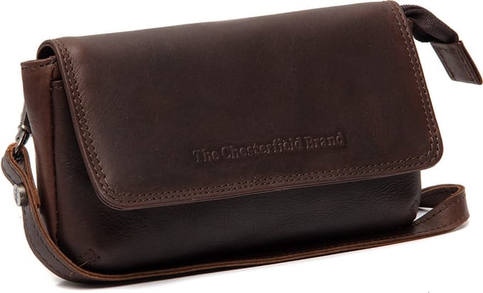 Chesterfield Nelson Waxed Pull Up Telefoontasje - Bruin
