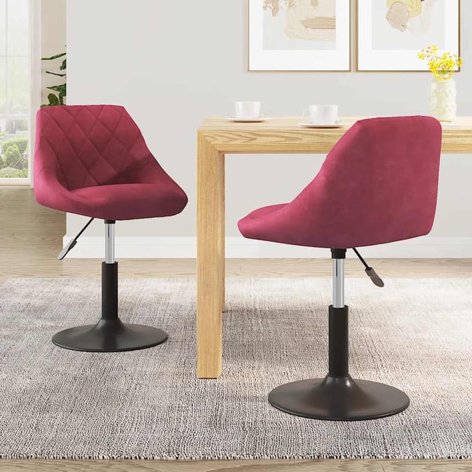 vidaXL - Eetkamerstoelen - draaibaar - 2 - st - fluweel - wijnrood