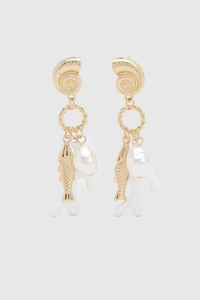 boohoo Dames Oceaan Charme Oorbellen | Goud