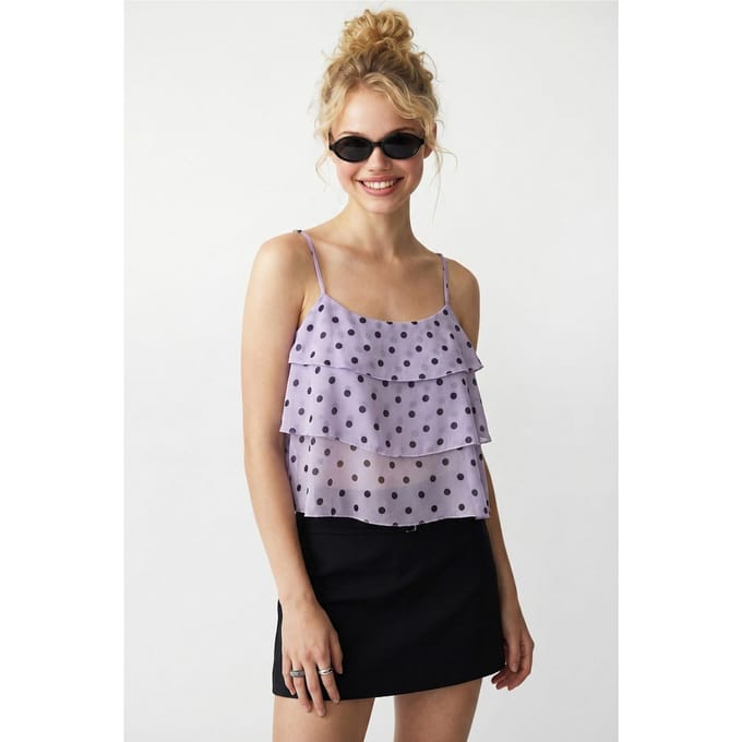 Polkadot Chiffon Crop Top