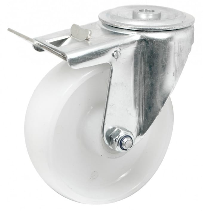 Zwenkwiel van polyamide 125 mm met riem en kogellager