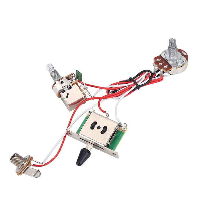 Elektrische Gitaar Metallic Bedradingsharnas Voorbedrade Kit 3-weg Schakelaar Potmeters Set wit
