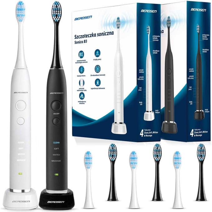 Berdsen Sonica B3 – Set van 2 Sonische Tandenborstels – Zwart & Wit