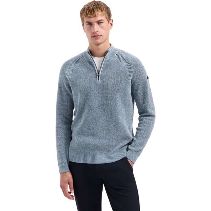 No Excess Pullover Half Zip 2 Colored Chenille Dusty Blue Größe: XXL | Pullover Outlet | Herren | Blau