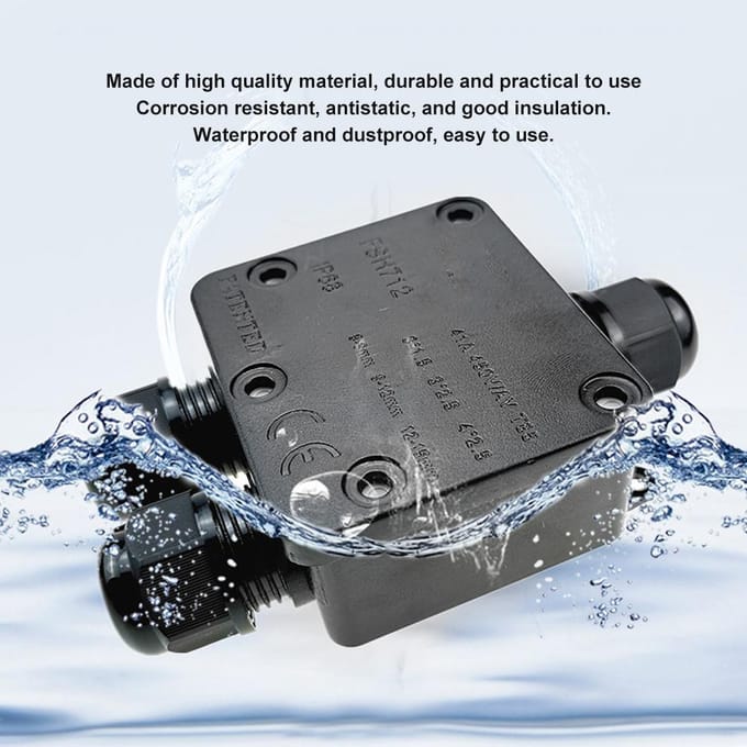 Waterdichte Verbindingsdoos Zwart 3-weg Y-vormig Plastic Kabelconnector Behuizing IP68