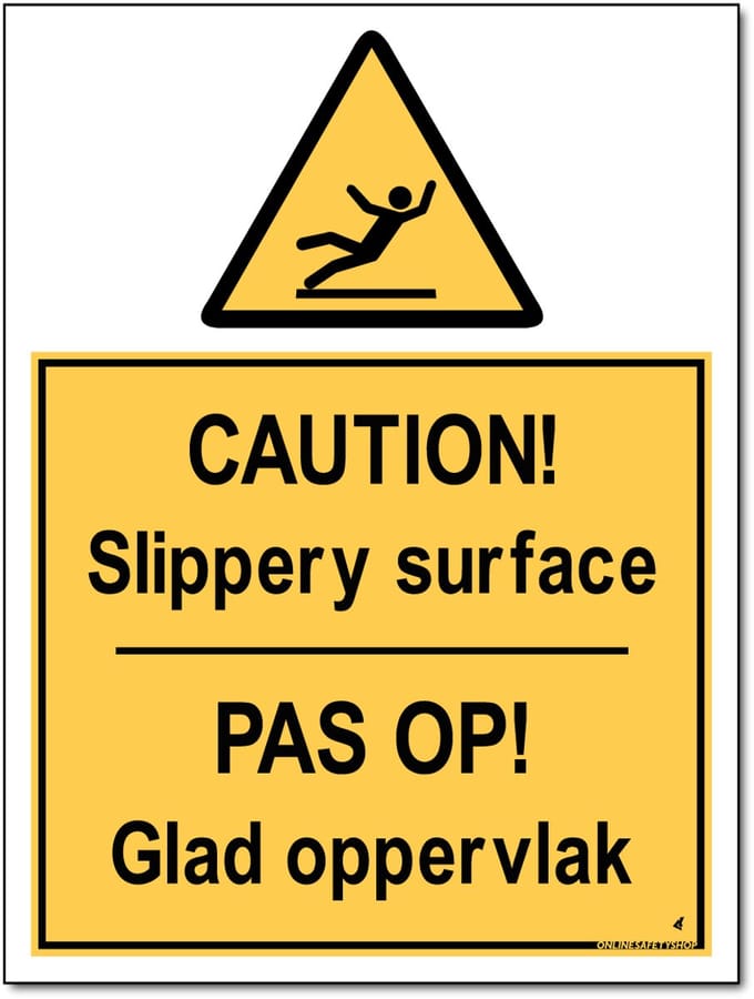 Glad oppervlak bord - Caution! - Forex - 30 x 40 cm - Weerbestendig