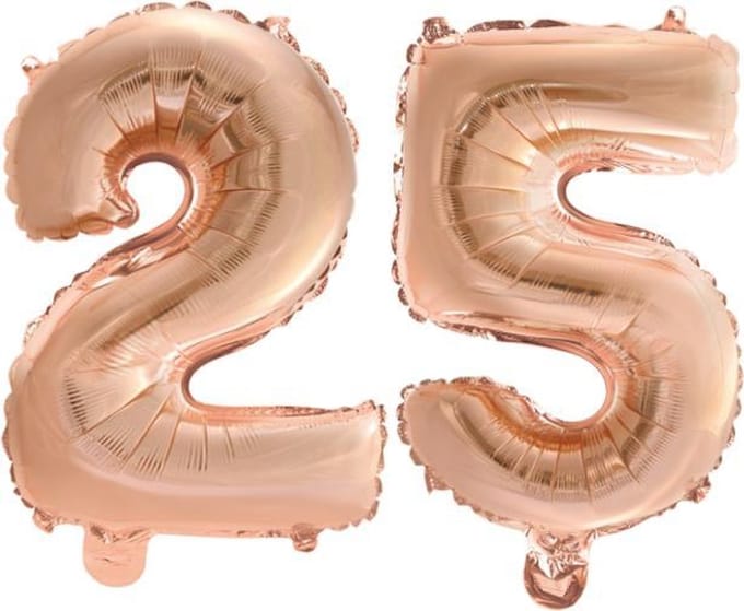 Folieballon nr. 25 Rosé Goud 41cm