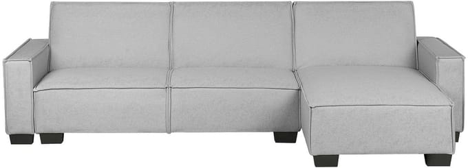 ROMEDAL - Hoekslaapbank - Lichtgrijs - Links - 290 cm - Polyester