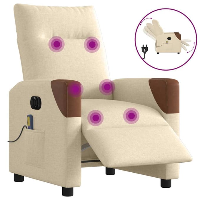 vidaXL - Massagestoel - elektrisch - verstelbaar - stof - crèmekleurig