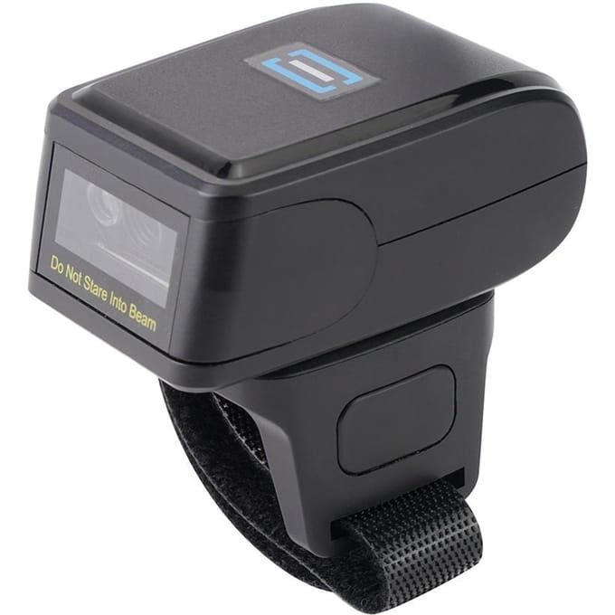 2D Barcode Scanner Draagbare Vinger Handheld Draagbare Ring 1D 2D Barcode Reader BT+2.4G Draadloos zwart