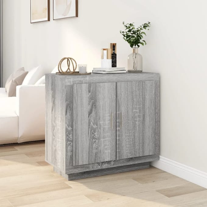vidaXL - Dressoir - 80x40x75 - cm - bewerkt - hout - grijs - sonoma - eikenkleurig