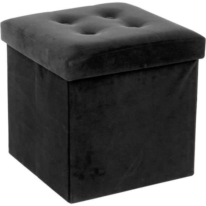 Eazy Living Poef + Opbergbox Milou Velvet Zwart