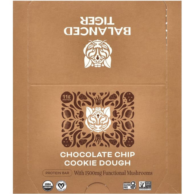 Balanced Tiger, Eiwitreep, Chocolate Chip Cookie Dough, 12 repen, 1,55 oz (44 gr) Elk
