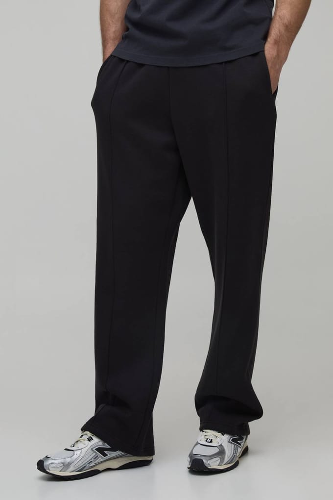 Rechte Pasvorm Pintuck Gewassen Jogger | Black | Size Medium