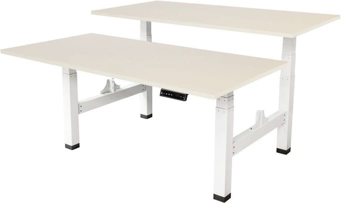 Sedero Elektrisch verstelbaar duo bureau - 140x80 cm - Two dual motor - Wit met Licht eiken