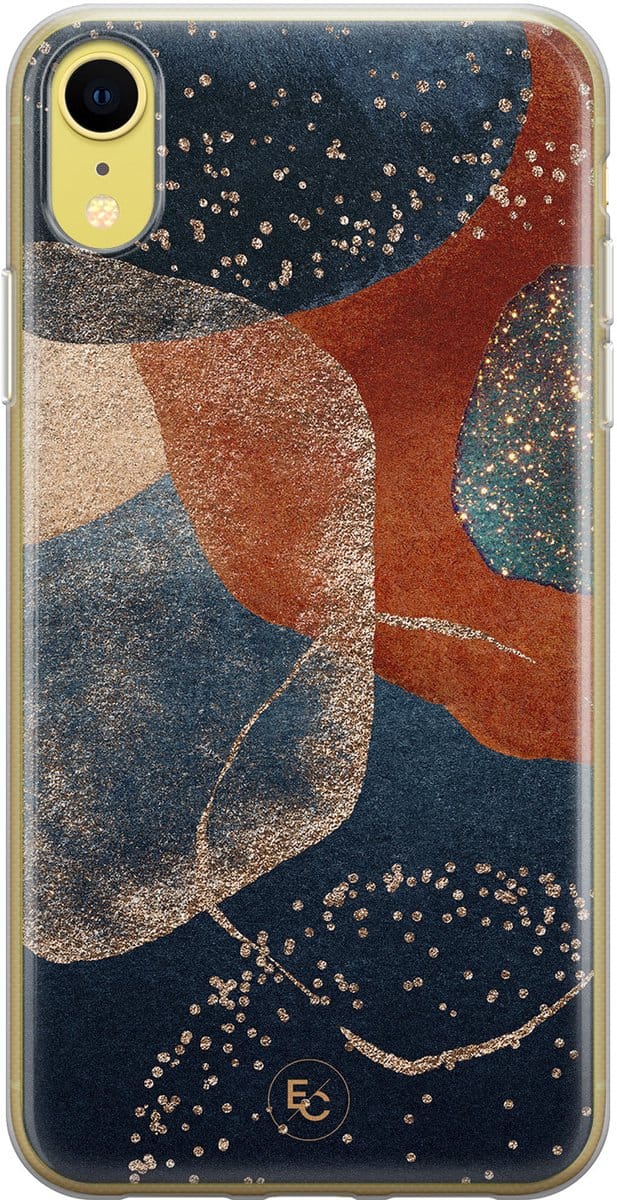Hoesje geschikt voor iPhone XR - Abstract Terracotta - Soft Case - TPU - Print - Multi - ELLECHIQ