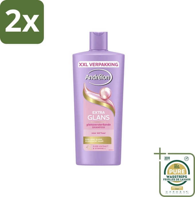 Andrélon – Shampoo – Extra Glans – 685 ml - Voordeelverpakking - 2 stuks - Vitamine C - Stralende haar