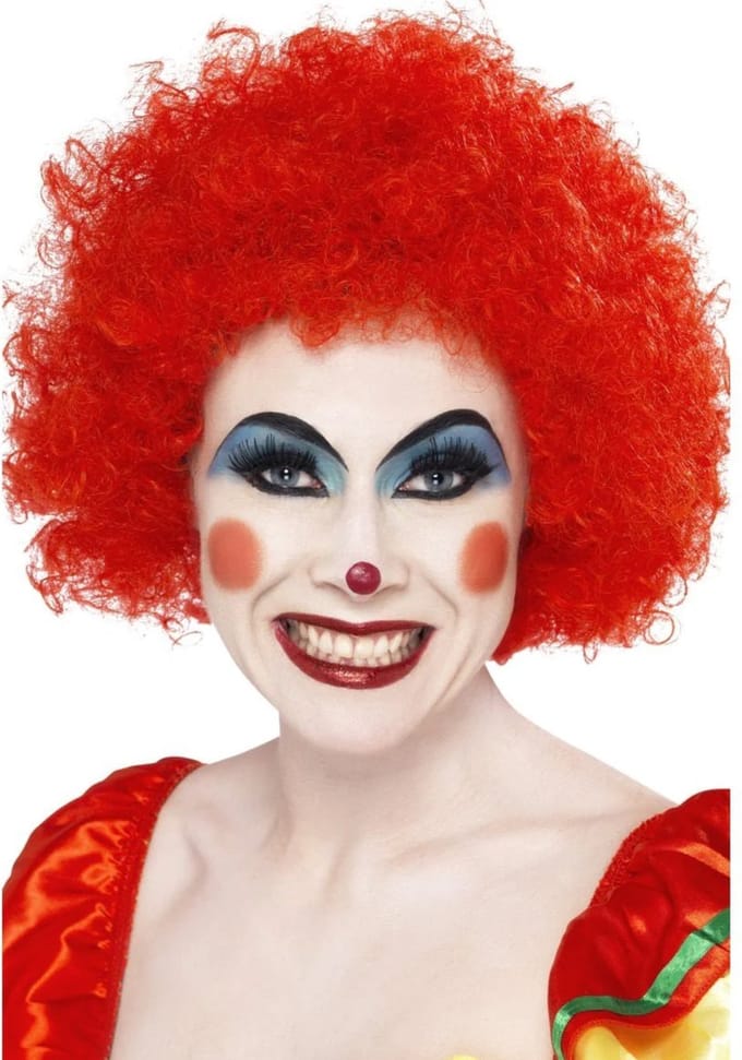 Smiffy's Clownspruik - rood - afro pruik - krullen - volwassenen - carnaval