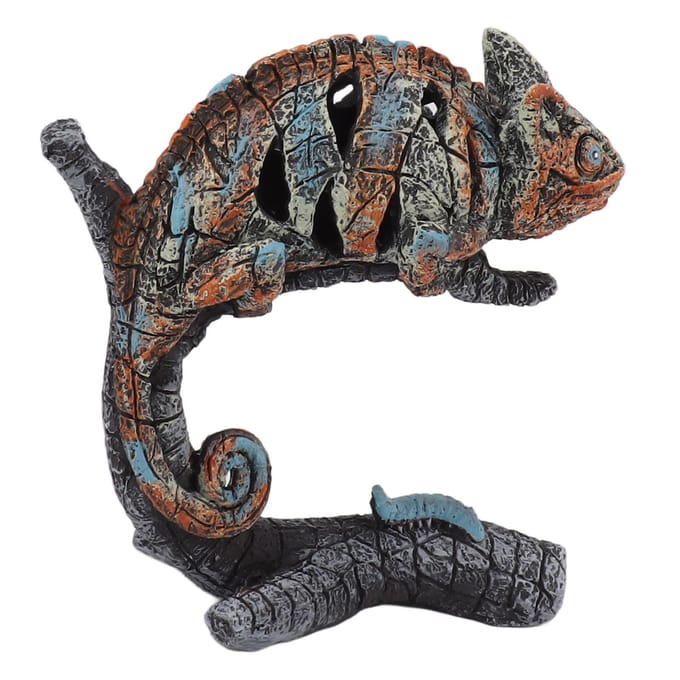 Kameleon Standbeeld Sculptuur Hars Kameleon Wild Dier Figuur Ornament voor Thuis Desktop black
