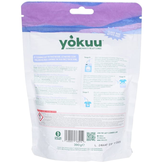 Yokuu 4 in 1 Probiotische Vlekkenfluisteraar voor Witte Was (390 gr)