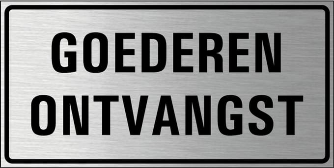 Goederenontvangst bord, geborsteld aluminium 200 x 100 mm