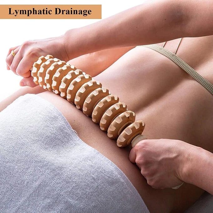 Therapie Roller Massage Tool Handheld Cellulitis Trigger Point Stick Lymfedrainage Anti Cellulitis Spierontspanningsroller beige