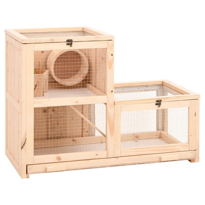 vidaXL - Hamsterkooi - 81x40x60 - cm - massief - vurenhout