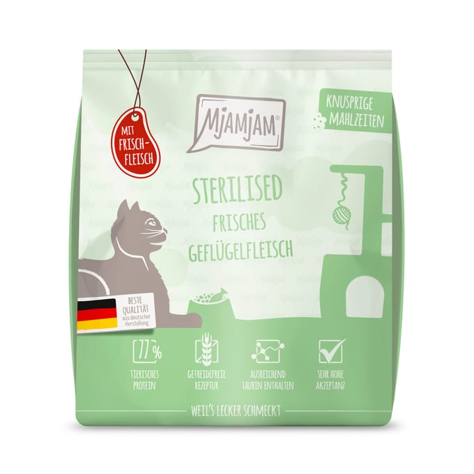 300g MjAMjAM Knapperige Maaltijden Sterilised Gevogelte Kattenvoer droog