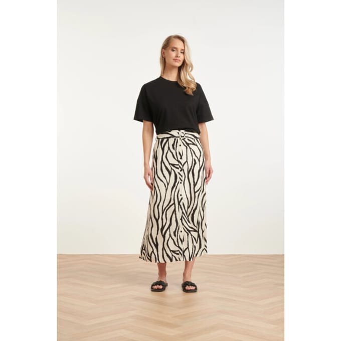 Smashed Lemon Midi-rok met zebra print off-white/zwart |