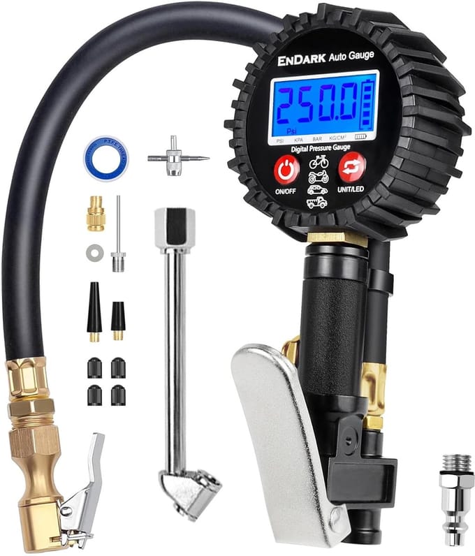 Digitale Bandenspanningsmeter met Vulpistool - 200 PSI - 3-in-1 Bandenvuller en Drukmeter - LCD Display - Voor Auto, Motor en Fiets