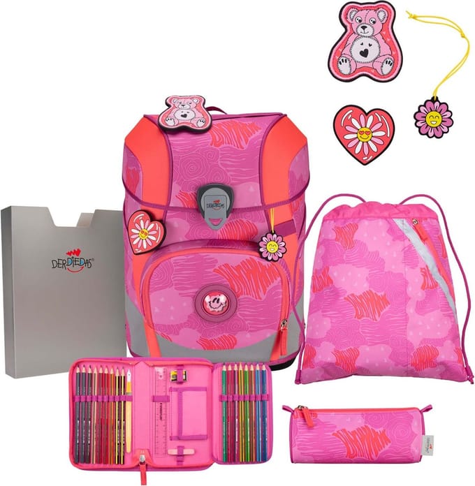 DerDieDas Schooltas ErgoFlex Tiny Schulranzenset 5-delig Roses Paars
