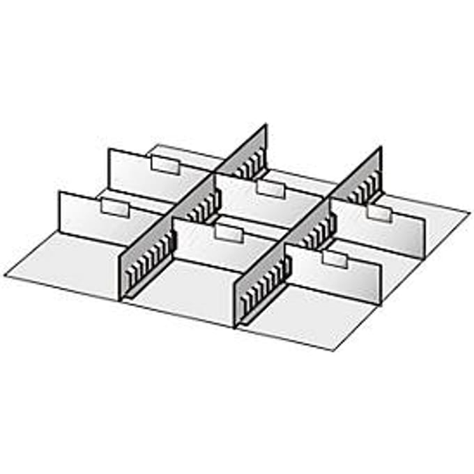 Schuifladenonderverdeling, 2 tussenliggers/6 scheidingswanden, 75 mm